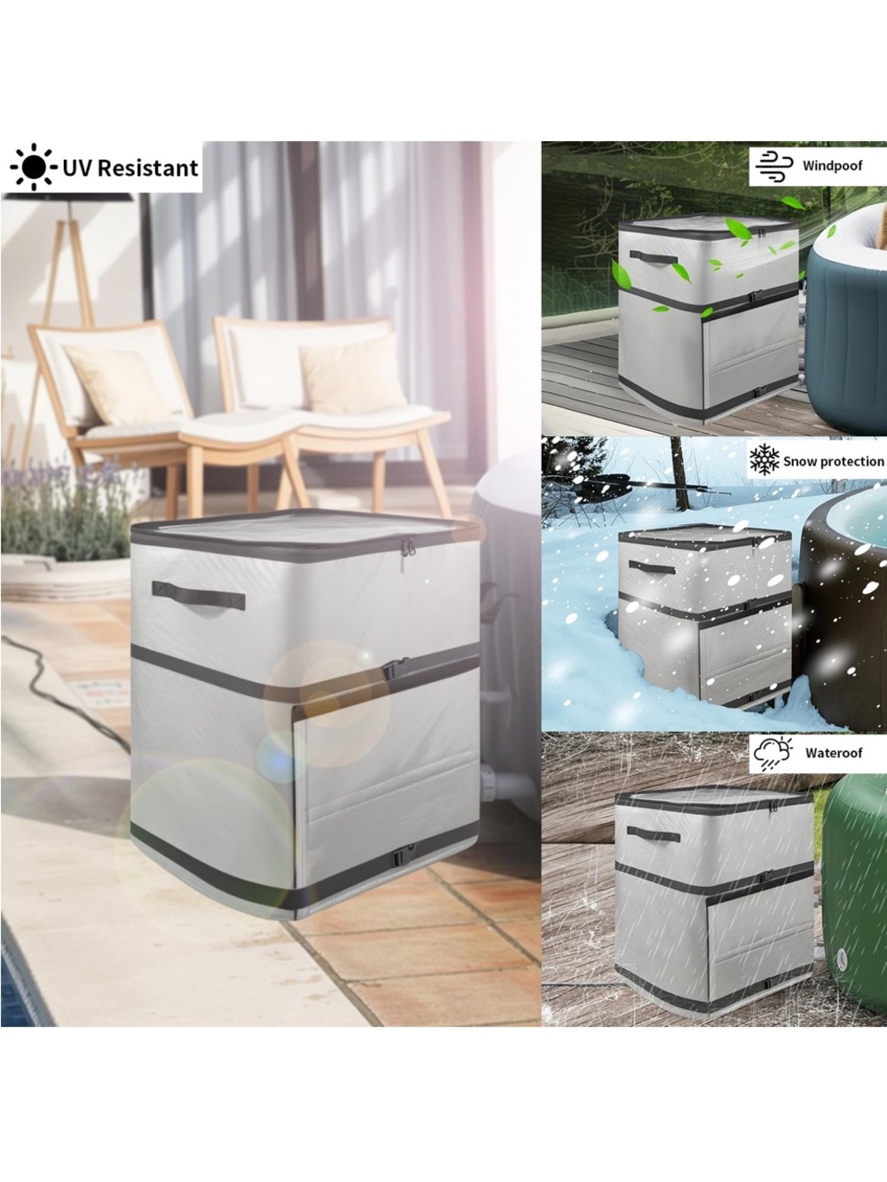 5B: Silver Outdoor Storage Cube- Spa Pump Cover-  Weatherproof